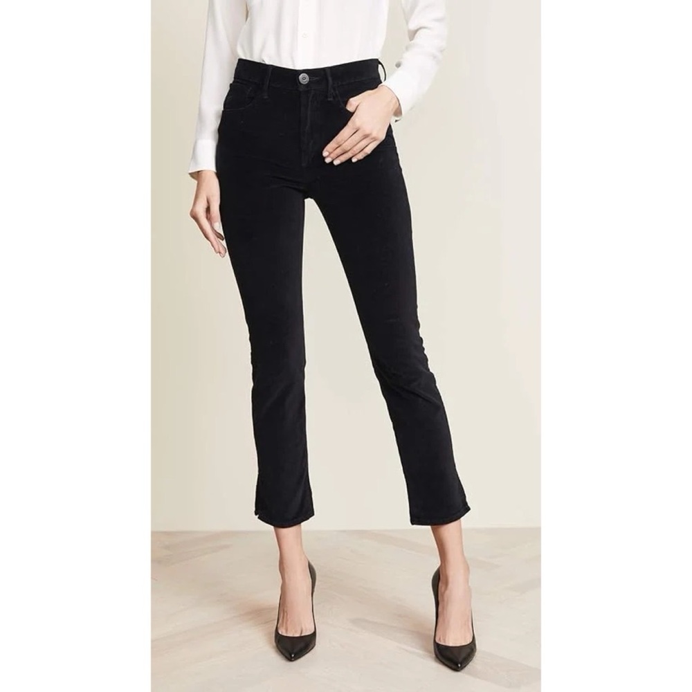 3x1 | W3 Velvet Higher Ground Mini Split Cropped Jeans In Black Women's Size 24